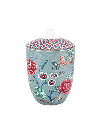 PIP STUDIO | Dose mit Deckel 1500ml Flower Festival Dark Pink | hellblau