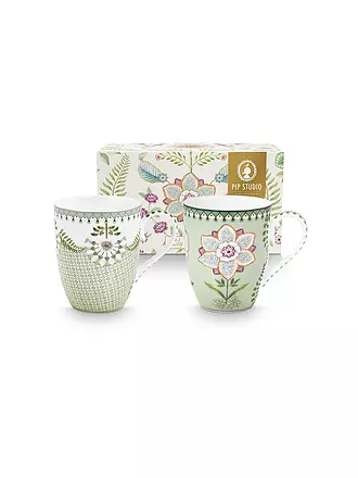 PIP STUDIO | Henkelbecher 2er Set Large LILY & LOTUS 350ml Light Green | lila