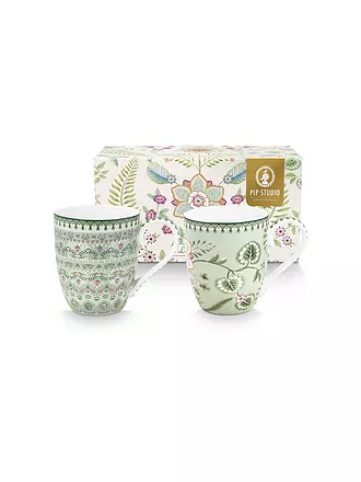 PIP STUDIO | Henkelbecher 2er Set XLarge LILY & LOTUS 450ml | hellgrün