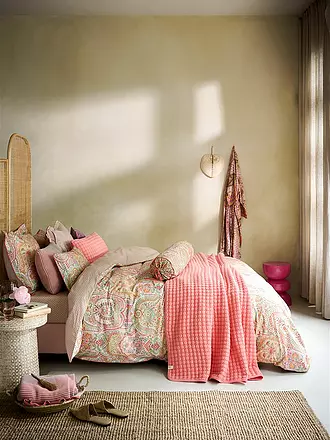 PIP STUDIO | Perkal Bettwäsche JABALI FLOWER 70x90cm / 140x200cm Blau | rosa
