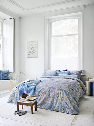 PIP STUDIO | Perkal Bettwäsche JABALI FLOWER 70x90cm / 140x200cm Blau | rosa