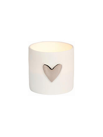 RAEDER | Lichterset Herz 2-er 4,5cm (Weiss/Gold) | weiss