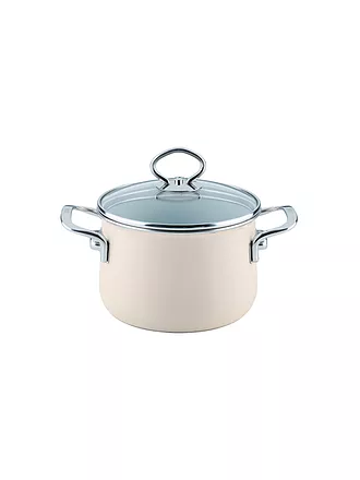 RIESS | Fleischtopf mit Glasdeckel NOUVELLE 20cm/4l Avorio | dunkelrot