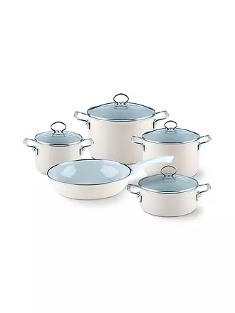 RIESS | Kochgeschirr Set 5-tlg. NOUVELLE Creme | dunkelrot