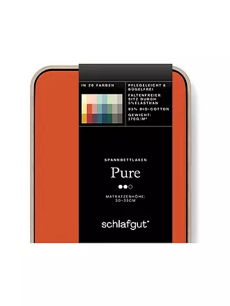 SCHLAFGUT | Jersey Spannleintuch PURE 180x200cm Full White XL | orange