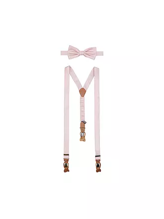 SEIDENFALTER | Hosenträger Set mit Fliege und Knopf-Clips | rosa