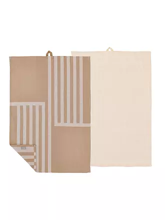 SOEDAHL | Geschirrtuch-Set 2tlg REFLECTION Warm Taupe | dunkelgrün