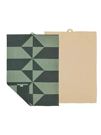 SOEDAHL | Geschirrtücher Set 2tlg. 50x70cm TWIST Warm Taupe | dunkelgrün