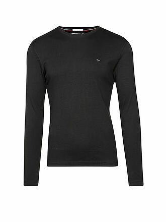 TOMMY JEANS | Langarmshirt  Slim-Fit | schwarz