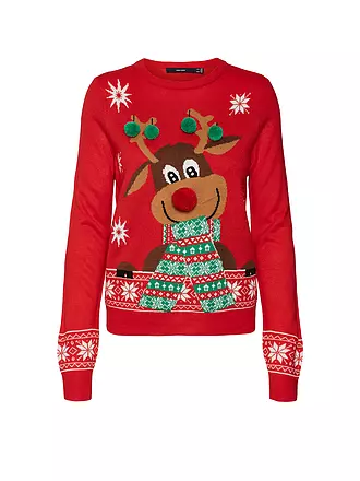 VERO MODA | Pullover VMNEWFROSTYDEER | rot