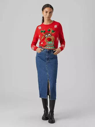 VERO MODA | Pullover VMNEWFROSTYDEER | rot