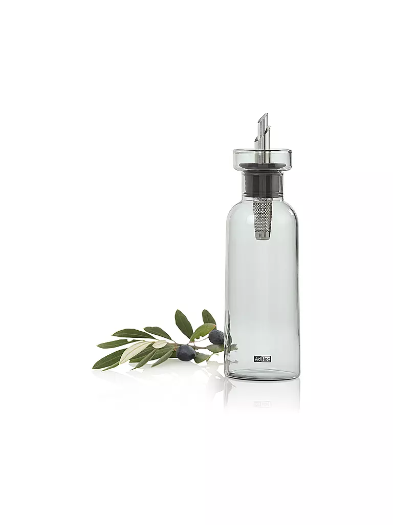 AD HOC | Essig- oder Ölspender AROMA POUR 300ml Glas / Edelstahl | hellgrau