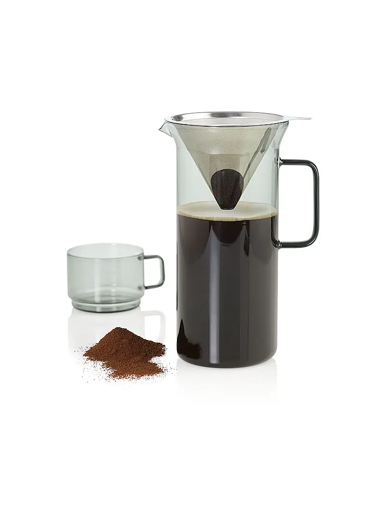 AD HOC | Kaffeebereiter IMPACT 1000ml Glas Grey Edelstahl | 