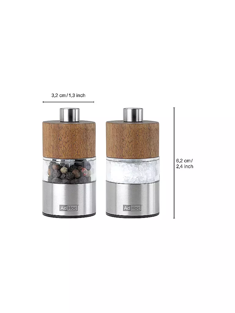 AD HOC | Salz- oder Pfeffermühle MINIMILL 6,2cm Edelstahl | silber