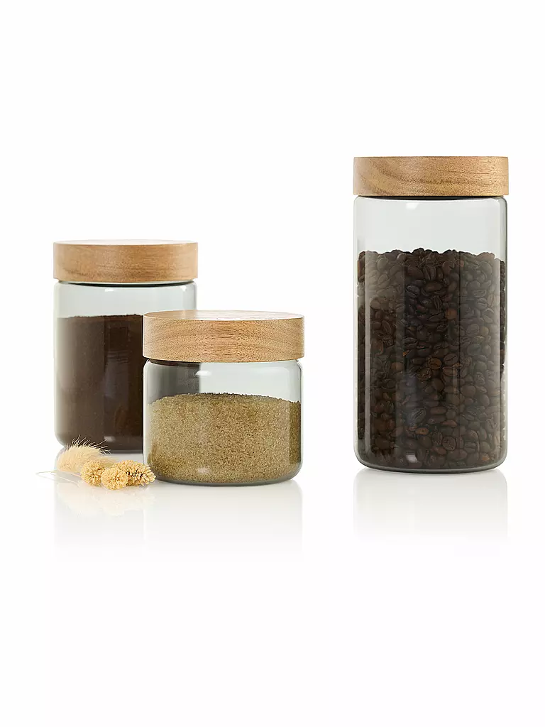 AD HOC | Vorratsdose 500ml PURE JAR Glas/Grau/Akazie | 