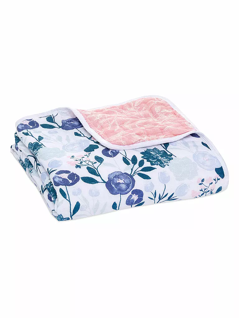 ADEN + ANAIS | Baumwoll Musselin Decke 112x112cm Flower Bloom | weiss