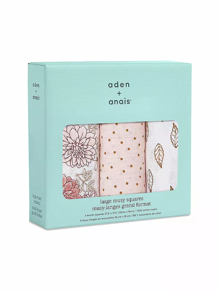 ADEN + ANAIS | Mulltuch 3-er Pkg. DAHLIAS | weiss