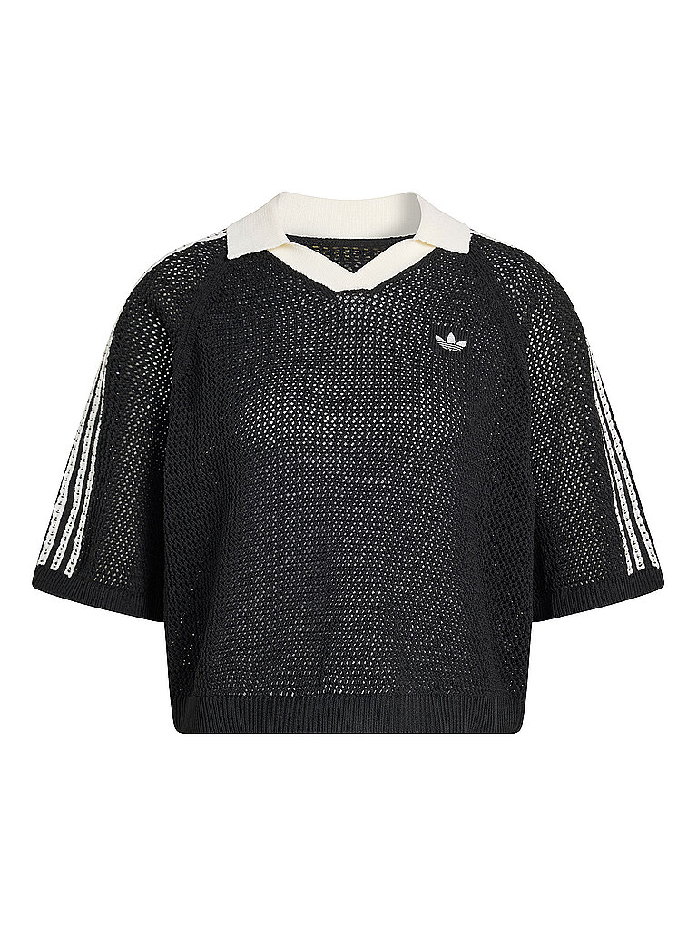 ORIGINALS Poloshirt CROCHET schwarz S damen