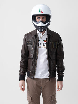 AERONAUTICA MILITARE | Motorradhelm aus Carbon White/Blue Navy
