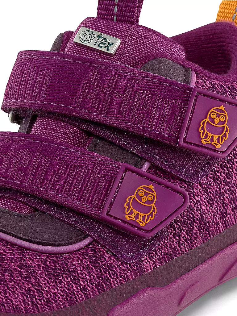 AFFENZAHN | Kinder Barfußschuhe - Übergangsschuhe KNIT HAPPY Vogel | beere