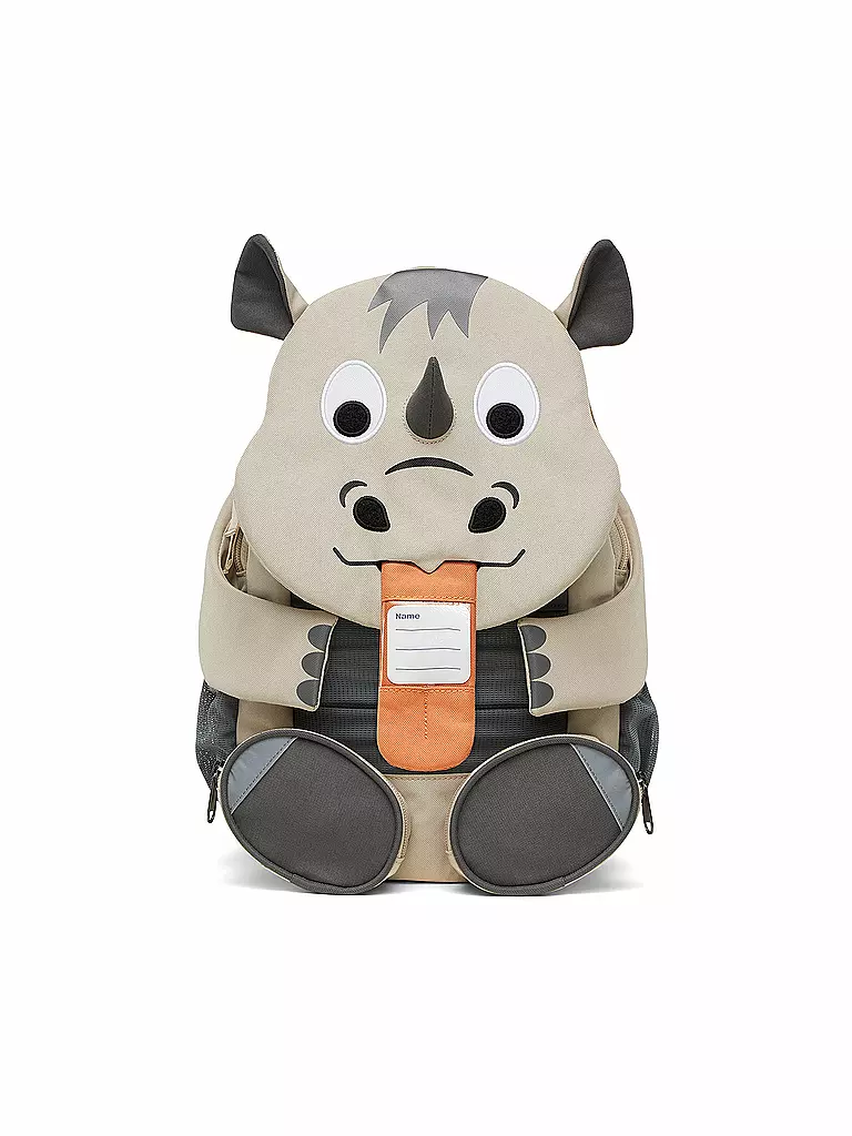 AFFENZAHN | Kinder Rucksack Große Freunde - Nashorn | grau