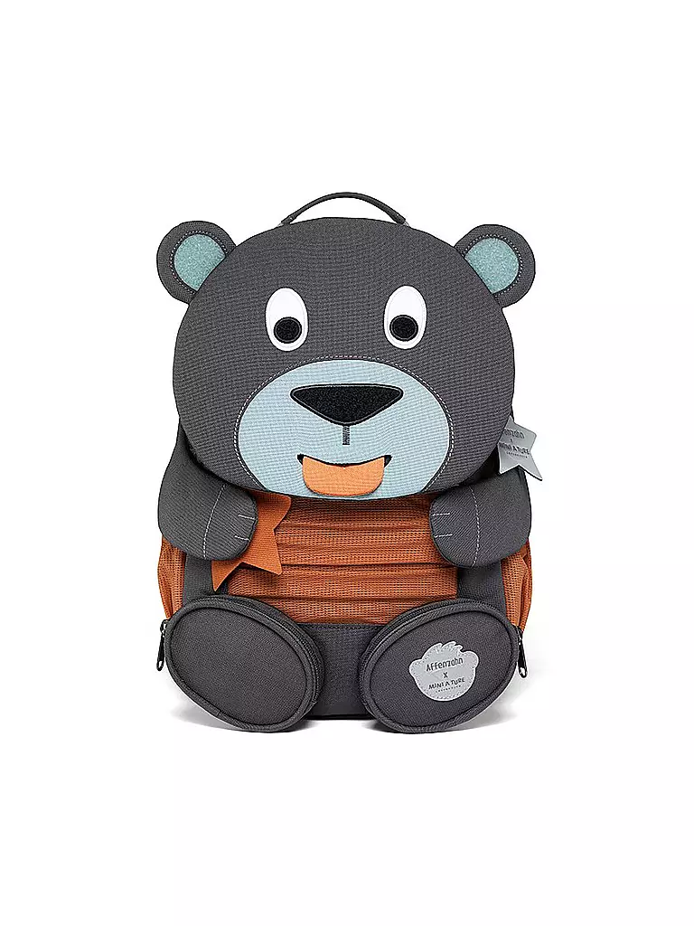 AFFENZAHN | Kinder Rucksack Großer Freund - Bär  | grau