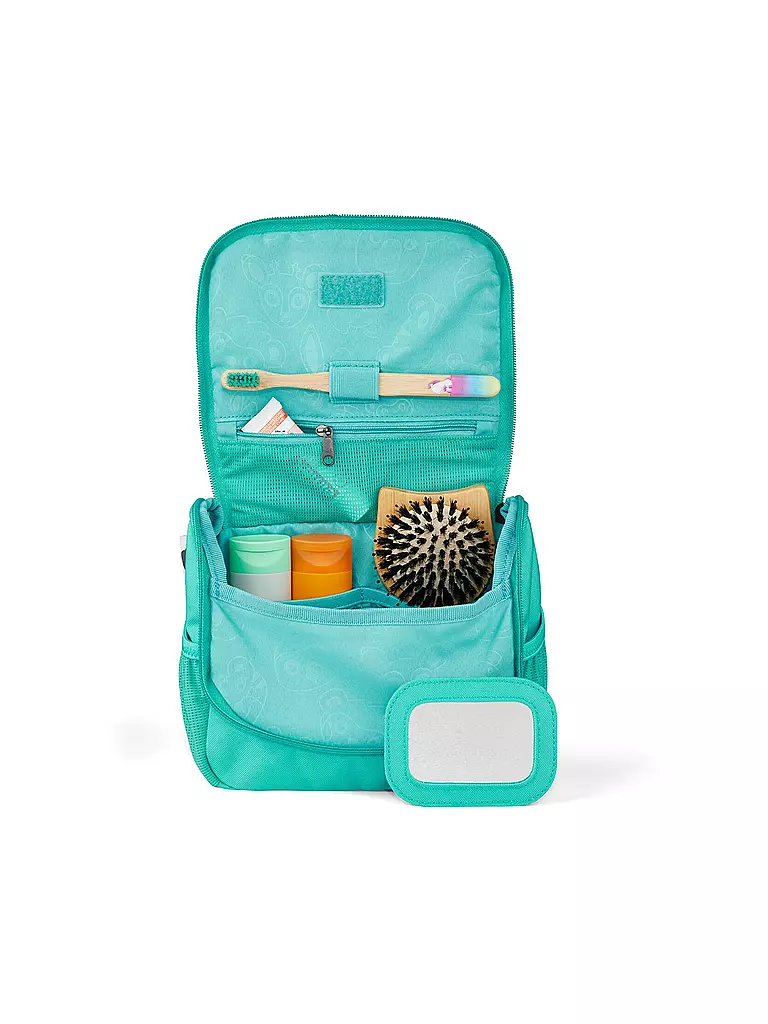AFFENZAHN | Kinder Toilettetasche Eule | türkis