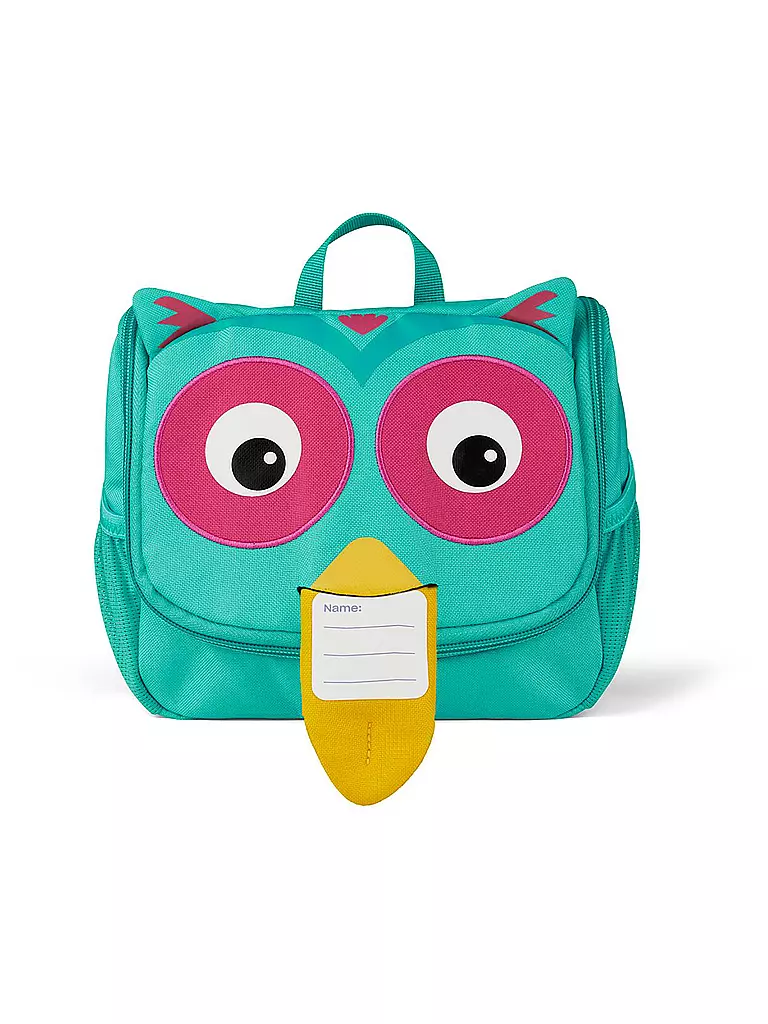 AFFENZAHN | Kinder Toilettetasche Eule | türkis
