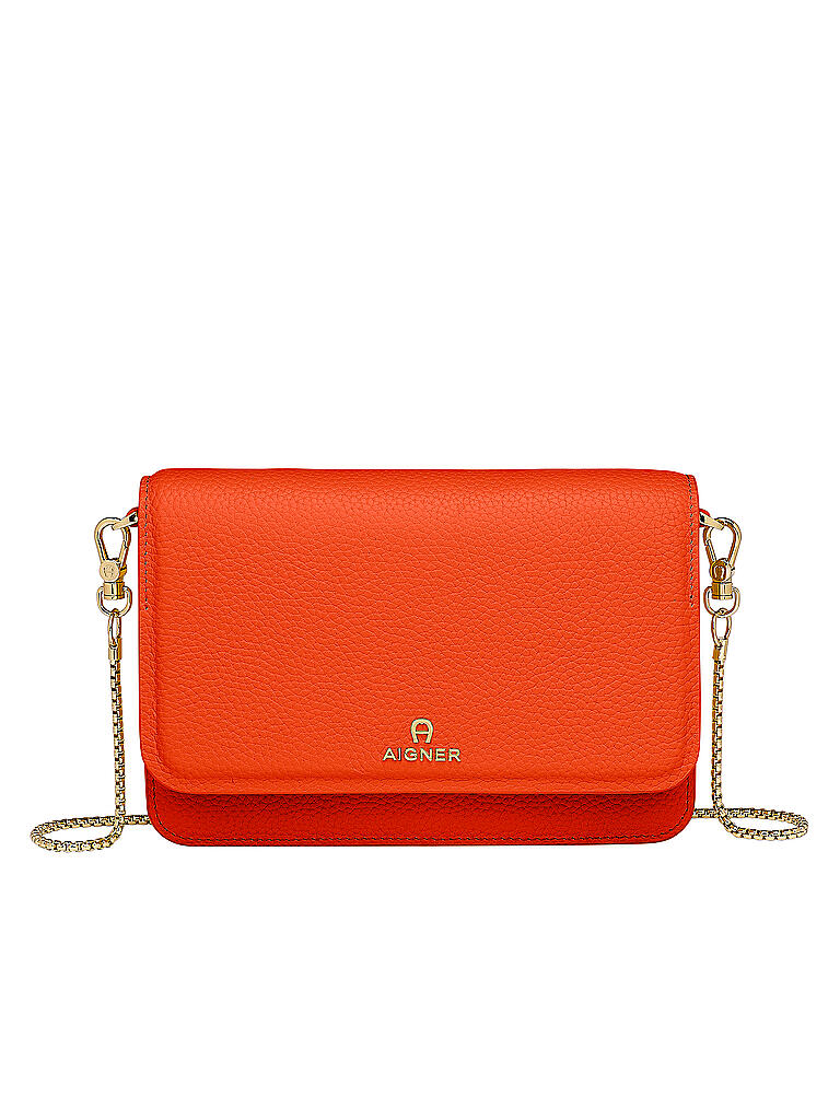 AIGNER | Ledertasche - Mini Bag Wallet on Chain | orange