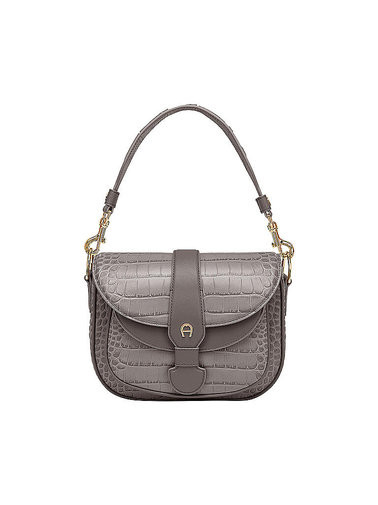 AIGNER | Ledertasche - Umhängetasche Calla Kroko XS | grau