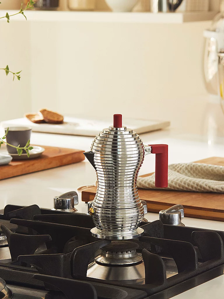Alessi Pulcina 3 Cup Espresso Maker Red