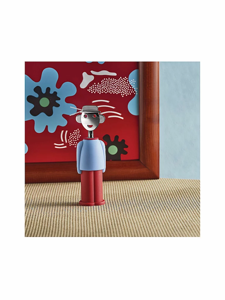 Alessi Korkenzieher Alessandro M. Hellblau/Rot bunt baby 3