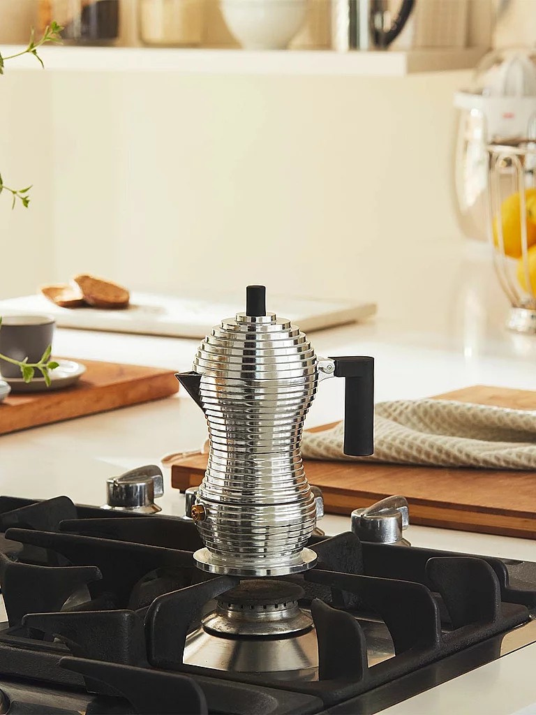 ALESSI Machine à expresso PULCINA 6 tasses Aluminium / Noir argent