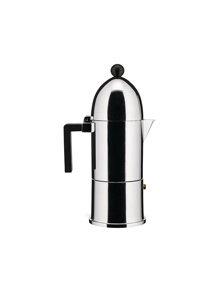 ALESSI Espressomaschine LA CUPOLA 6 Tassen Alu /Ind. Schwarz silber