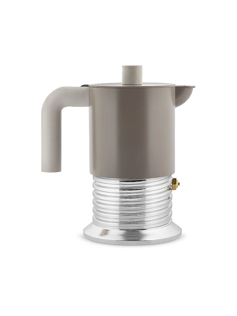 ALESSI Espressomaschine VITE 3 Tassen Aluminium/Warmgrey camel