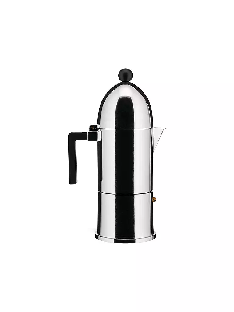 ALESSI | Espressomaschine LA CUPOLA 6 Tassen Alu /Ind. Schwarz | silber
