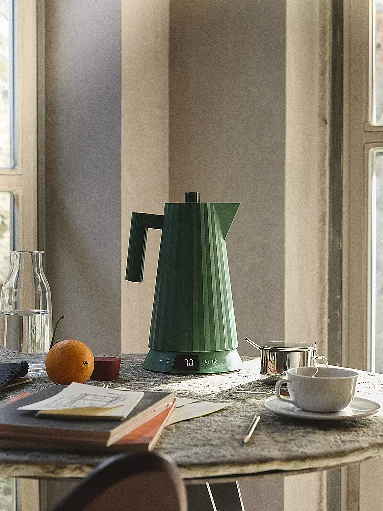 ALESSI | Wasserkocher 1,7l Plissee Th. Harz / Gruen | weiss