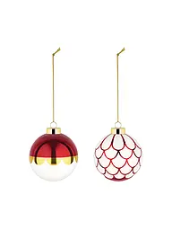 ALESSI | Weihnachtsbaumkugel 2-tlg. 6cm Weiss/Rot | Rot