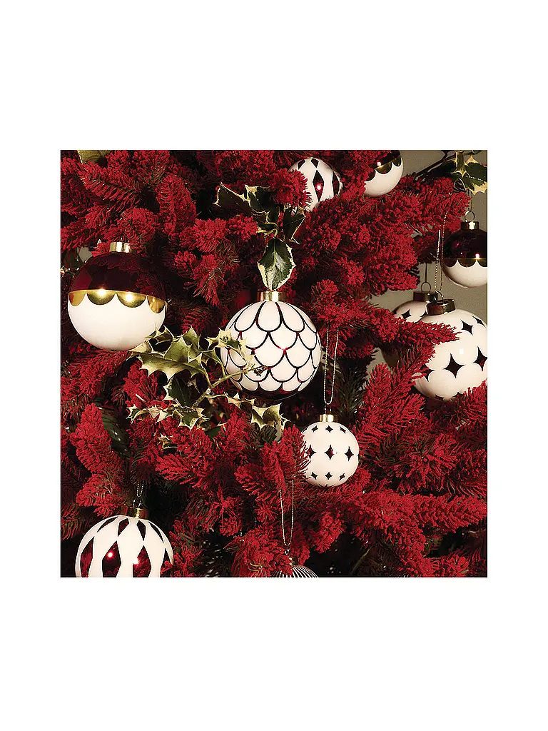 ALESSI | Weihnachtsbaumkugel 2-tlg. 6cm Weiss/Rot | 