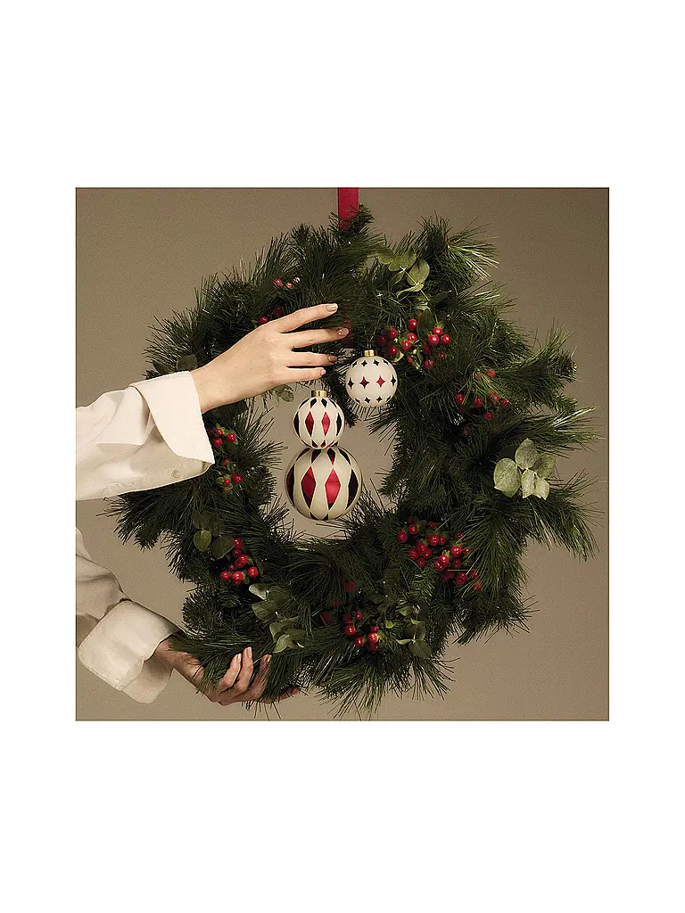 ALESSI | Weihnachtsbaumkugel 9cm DELIGHT Weiss/Rot | rot