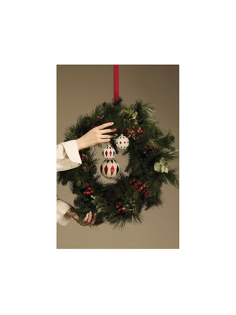 ALESSI | Weihnachtsbaumkugel 9cm DELIGHT Weiss/Rot | rot