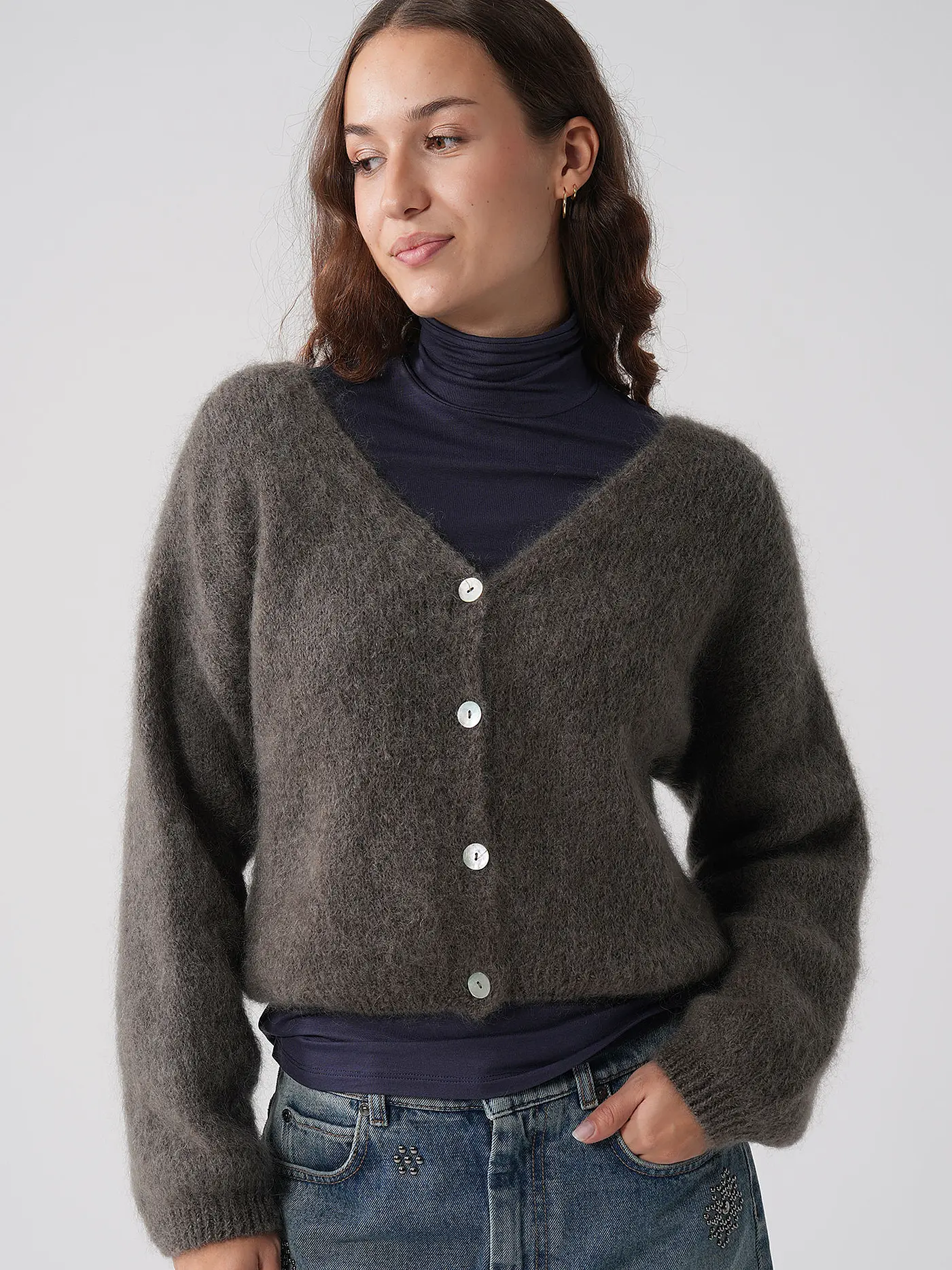 AMERICAN DREAMS | Cardigan Cropped Fit CORNELIA | braun
