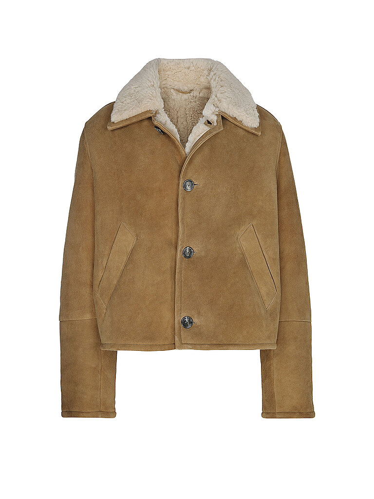 AMI PARIS Lederjacke beige | M