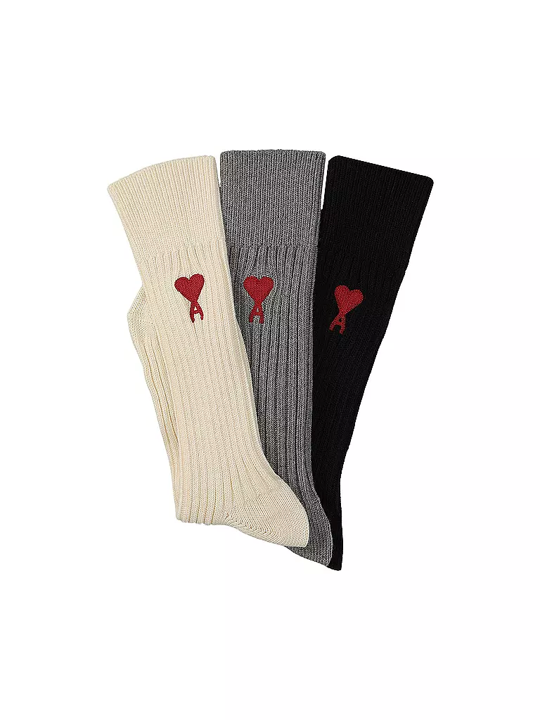 AMI PARIS | Socken 3-er Pkg offwhite / grey / black | bunt