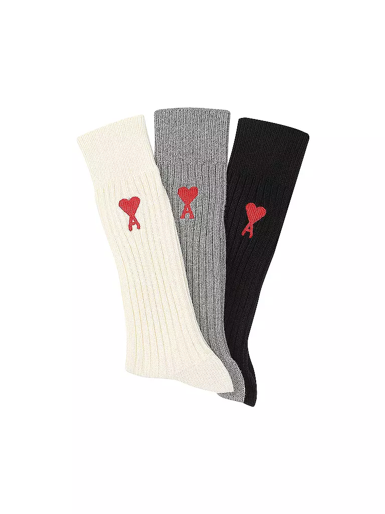 AMI PARIS | Socken 3-er Pkg. offwhite/grey/black | bunt