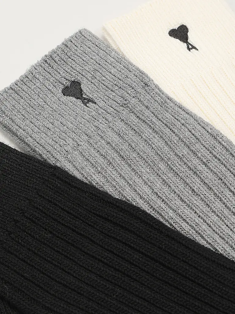 AMI PARIS | Socken 3er Pkg. ecru / grey / black | bunt