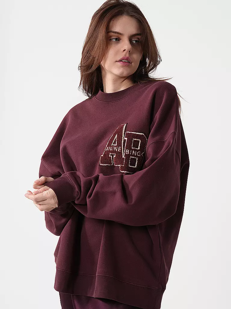 ANINE BING | Sweater Oversized Fit MILES LETTERMAN | dunkelrot