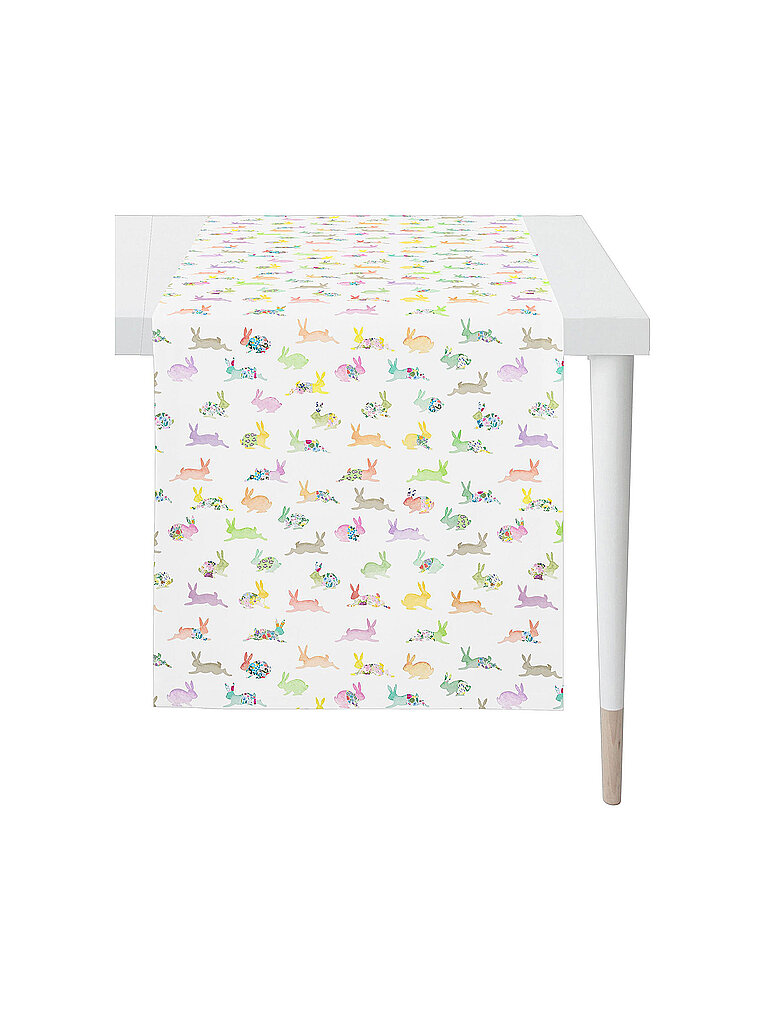 Tischläufer SEASON 140x42cm Weiss/Hasen weiss baby