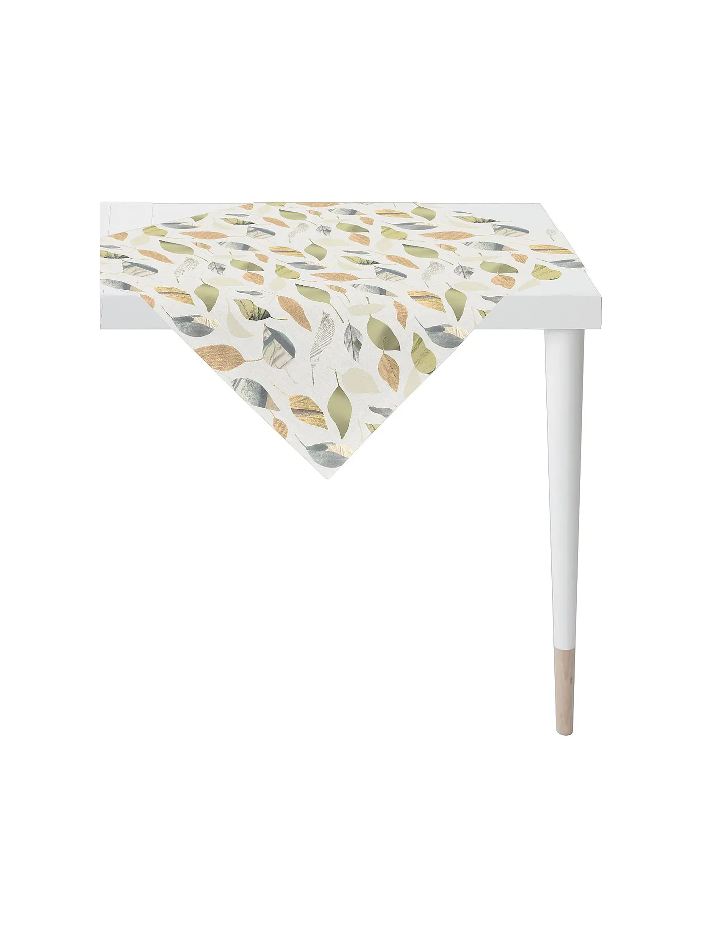 APELT | Mitteldecke 85x85 SEASON Weiss/Blätter | weiss