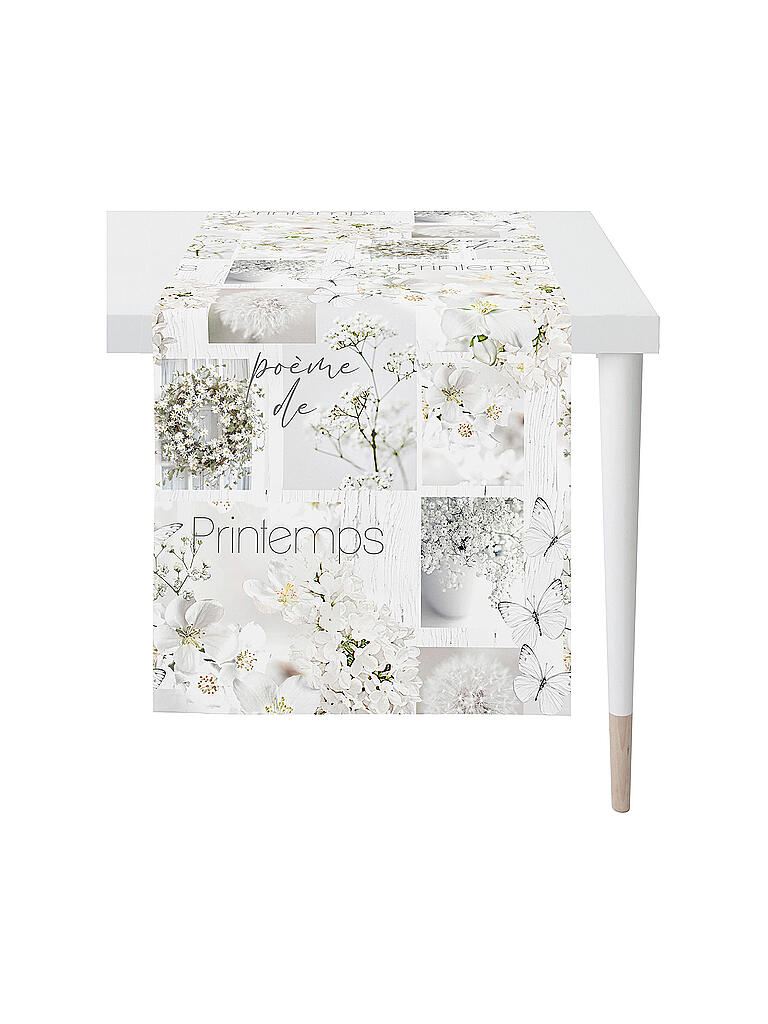 APELT | Tischläufer 42x140cm SPRINGTIME Printemps | hellgrau